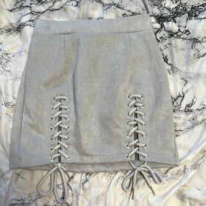 ****Fake suade mini skirt with lace up
